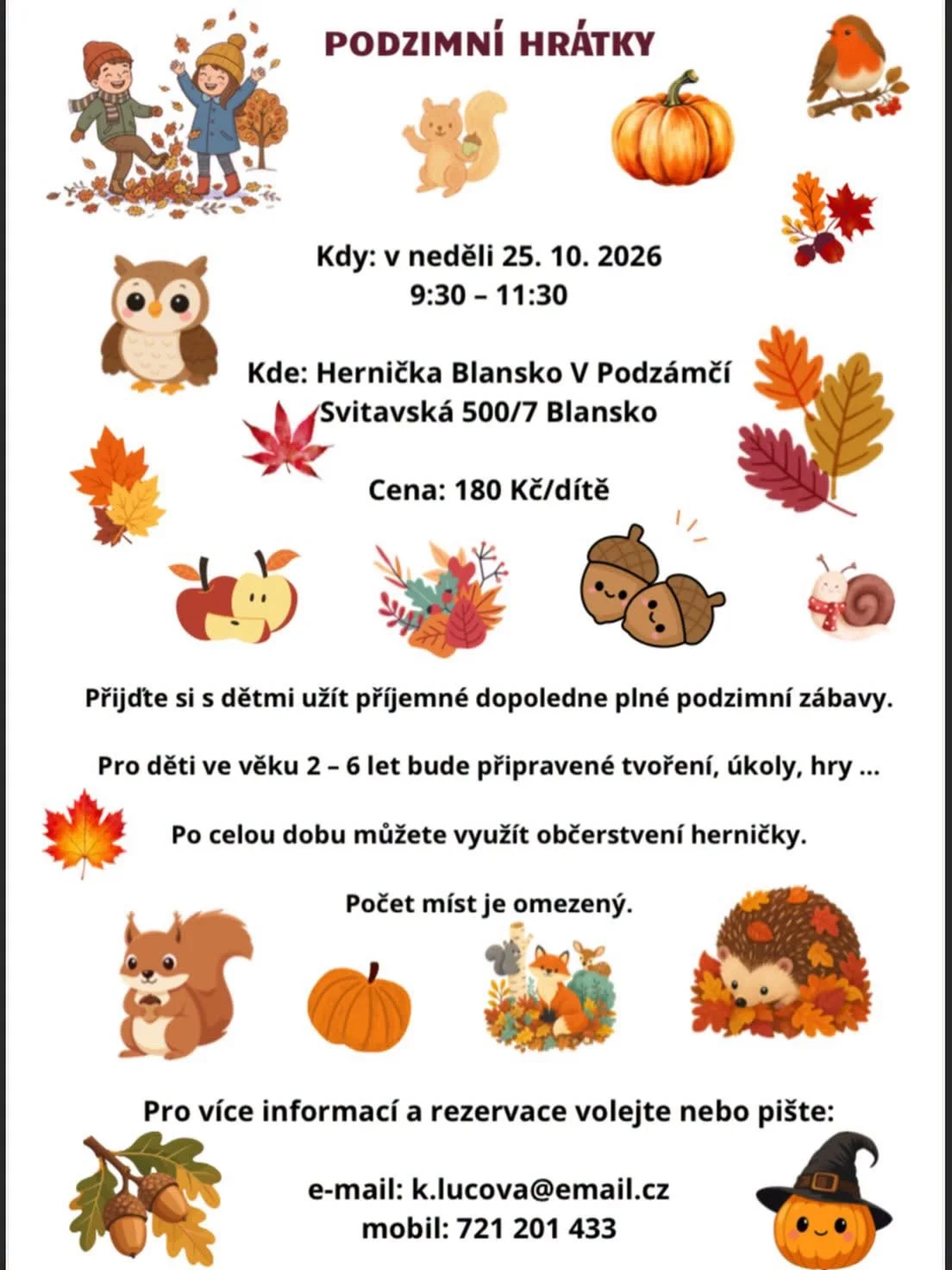 Pozvánka - Podzimní hrátky v herniččce
